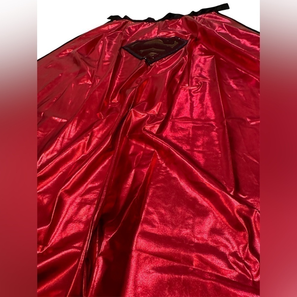 Superman Red Shimmery Shiny Cape with Superhero Logo on Back - Picture 5 of 10